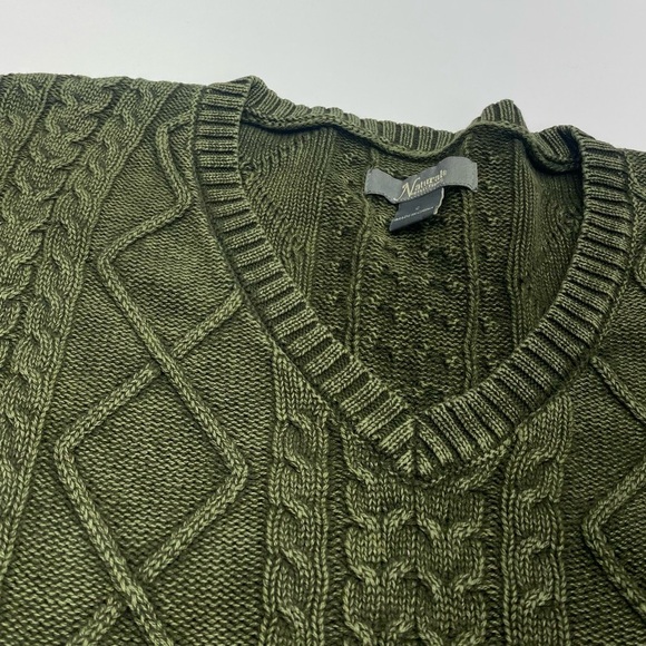 Natural Reflections Women’s Olive Grunge V-Neck Cable Knit Sweater Small GRUNGE - Picture 6 of 13